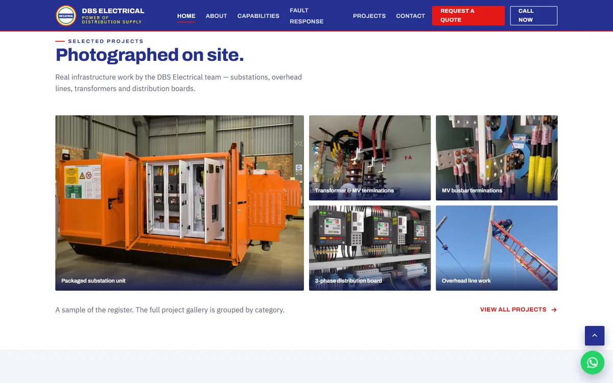 DBS Electrical website — project gallery
