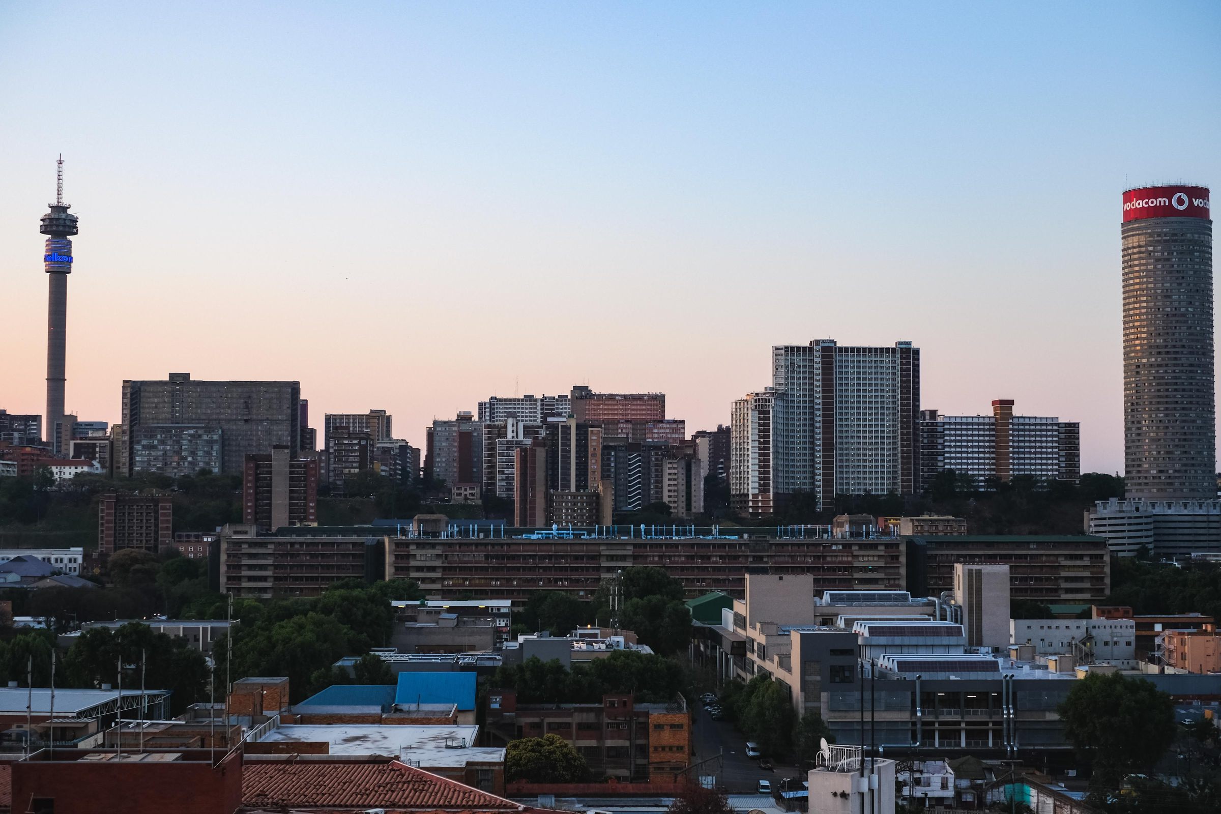 Johannesburg CBD skyline at dusk