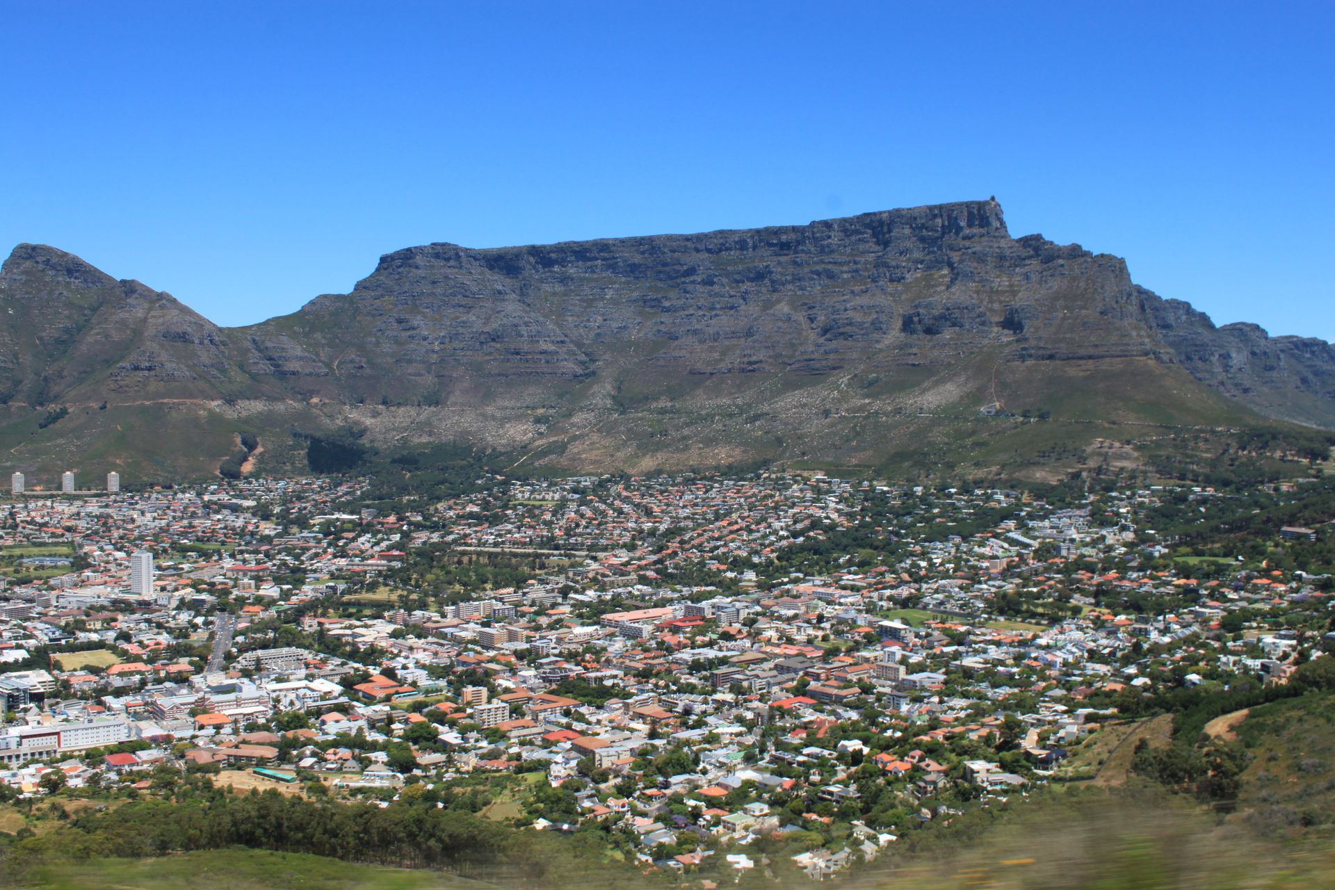 Table Mountain rising above Cape Town city bowl
